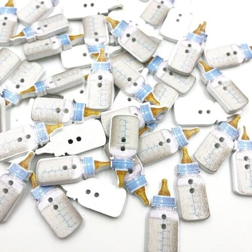 50/100Pcs Mix Wood Buttons Baby bottle Craft Scrapbook Sewing Appliques 25mm WB776