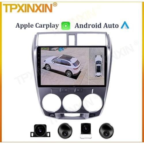 6+128G For Honda City 2008 - 2013 Auto Car Radio Multimedia Video Player Carplay Head Unit GPS Navigation 360 Camera