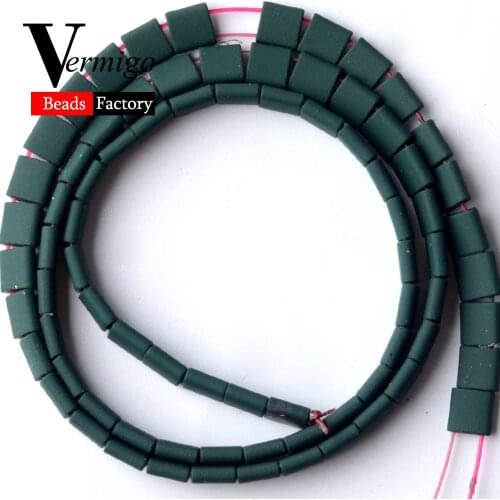 Square Dark Green Double Hole Nanotech Rubber Hematite Beads For Needlework Jewelry Making 5*5mm Spacer Beads Diy Bracelets 15
