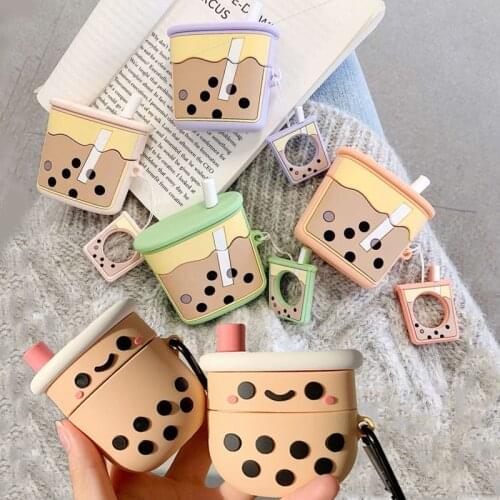 For Airpods Pro 3D Cute Cartoon Pearl Milk Bubble Tea Cup Drink Bottle Case for Apple Airpods 2 1 3 Wireless Earphone Cover Box