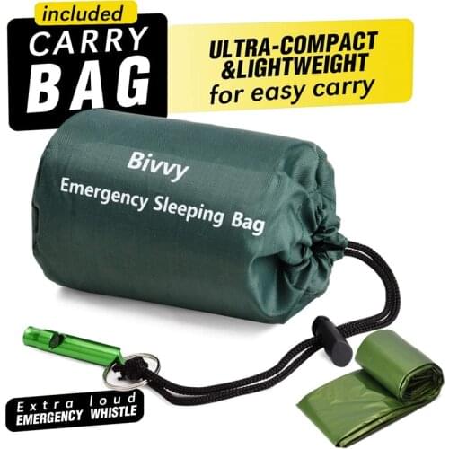 Emergency Sleeping Bag,Lightweight Life Bivy Sacks,Mylar Emergency Bivy Survival Rescue Blanket,Windproof Outdoor Sleeping Bag