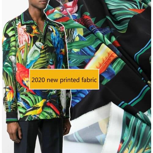 Brand printed polyester fabric cloth meter material parrot printed shirt dress sewing diy handmade shirt scarf fabric