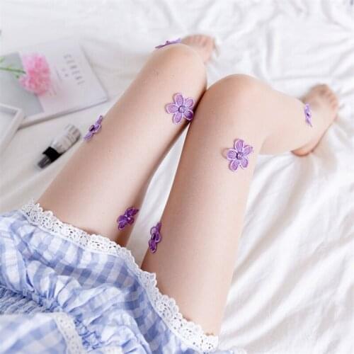 Handmade Embroidery Tights for Women Diamond Cut Pearlescent Transparent Silk Stockings