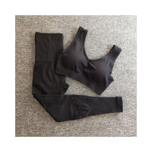 Yoga Set Seamless Yoga Set Women Gym Clothing Sportswear Yoga Leggings Padded One Shoulder Sports Bra 2 PCS