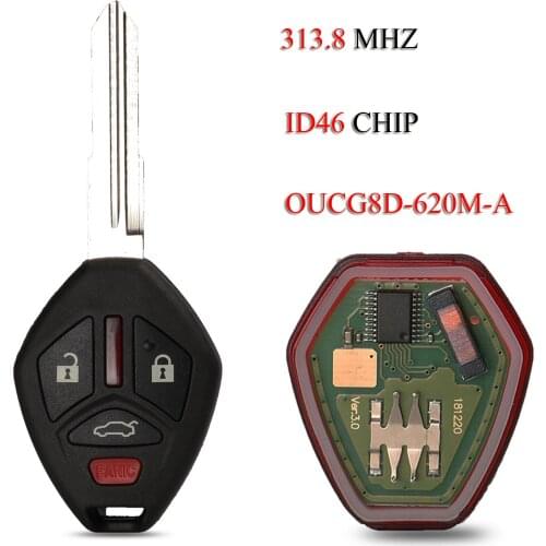 Kutery 5PCS/Lot Remote Smart Car Key For Mitsubishi Galant Eclipse 2007-2012 4Buttons ID46 Chip 313.8Mhz OUCG8D-620M-A
