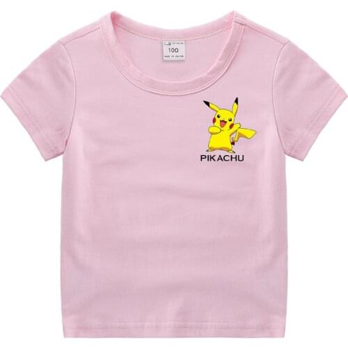 Takara Tomy 2021 Summer Pikachu Boys Girls Short Sleeve T-shirt Pokemon Print T-shirt Boy Casual Harajuku Animation Clothing