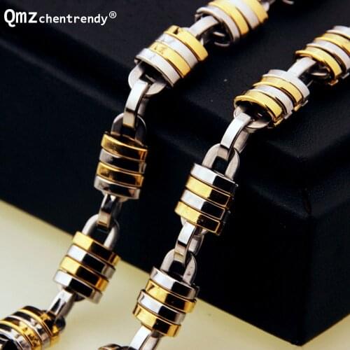 Fashion Hip hop Mens Punk Cool Lock Chain Link Necklace 316L Stainless Steel Male Chain Necklace Jewlery
