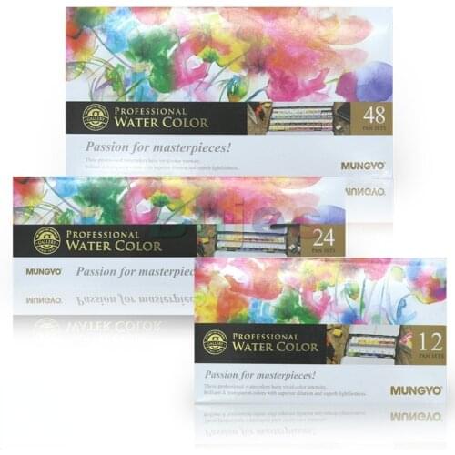 MUNGYO Solid Watercolor 12 24 48 Colors Watercolor Paint Painting Water Color Solid Acuarelas Sketch Set Painting Supplies