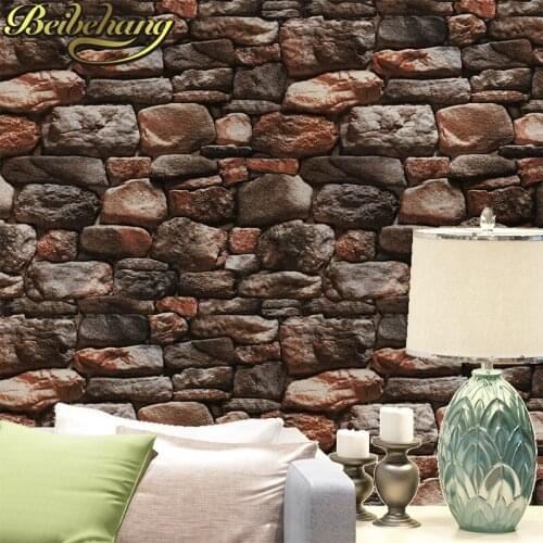 Beibehang Brick Wallpaper Roll Vinyl PVC Retro Wall Paper decoration home stone Wallpaper For Walls Decor Embossed Living room