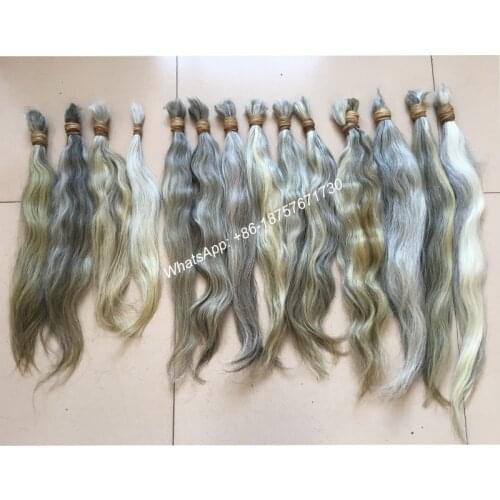 Wholesale 18"-36" Natural GRAY Virgin Remy Bulk Hair,Braiding Human Hair Bundles from Old Ladies,Easier to Bleach,1KG/PACK