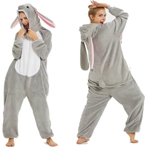 Winter Flannel Rabbit Anime Kigurumi Pijamas Mens Clothes for Night Unicorn Pajamas One Piece Hooded Jumpsuits Kigurumi Adulto