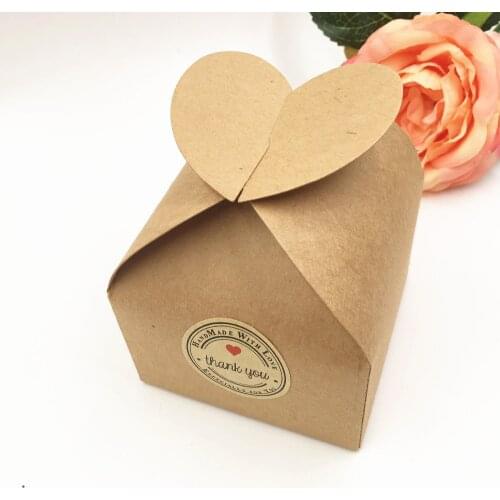 Heart Shape Jewelry Carrying Gift Boxes With Free Sicker Kraft Wedding Candy Cake Paper Box Handmade Custom Packing Boxes 10Pcs