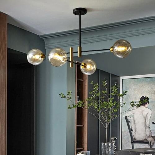 Nordic pendant lights modern simple living room lamp dining room bedroom study lamp black gold molecule light luxury living roo