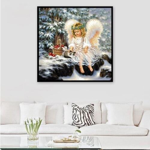 Full Square/round 5D DIY Diamond Painting Angel girl cat 3d Diamond Embroidery Sale Rhinestones Mosaic art Home Decoration AZ689