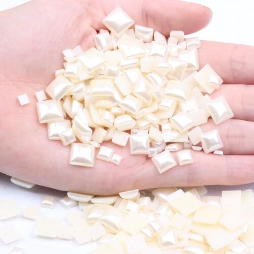 Square Shape Half Pearl 4mm 6mm 8mm 10mm White Ivory Color Square Imitation Pearls DIY Crafts Jewelry Making Wedding Decoration