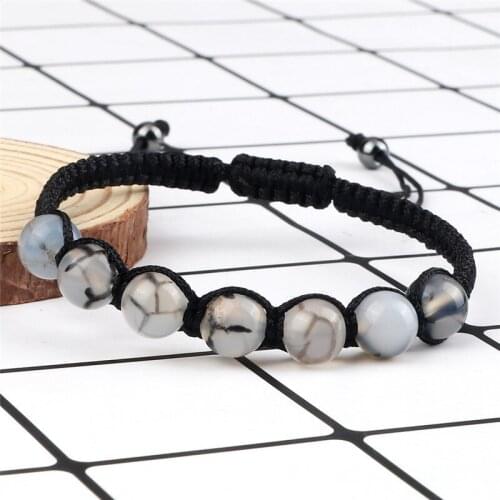 Adjustable Braided rope bracelet Natural Tiger Eye Lava Stone Beaded Distance Bracelets&Bangles For Women Men Handmade Jewelry