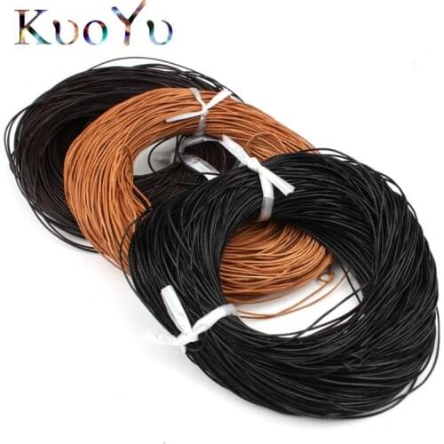 5M 1.0-3.0mm Natural Color Black Cow Leather Cord Round Rope String For DIY Necklace Bracelet Accessories Jewelry Making Cord