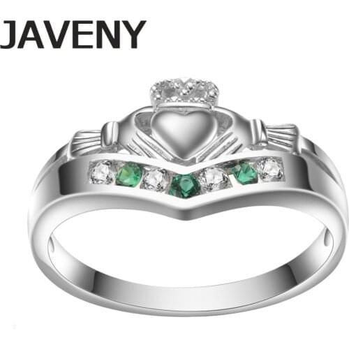 925 Sterling Silver Emeralds CZ Promise Irish Claddagh Engagement Bridal Wedding Rings for Womens Girls Birthday Christmas Gifts