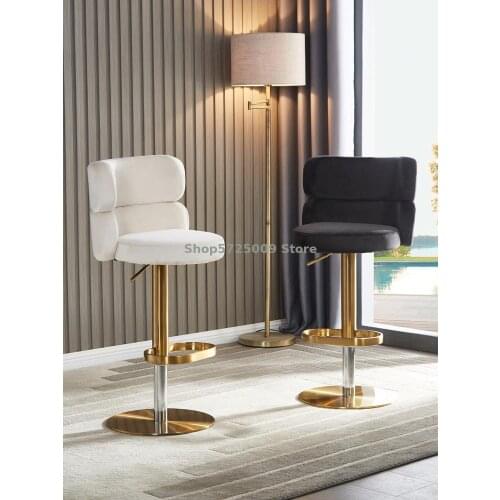Light luxury home hotel lift rotating backrest front desk chair Nordic bar stool modern minimalist bar chair high bar stool