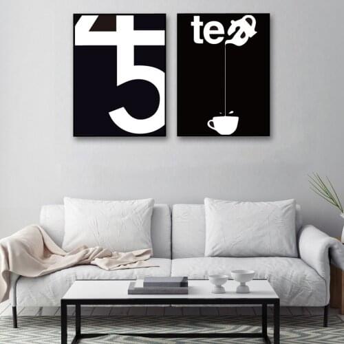 Nordic Home Decoration Black and White 45 Tea Abstract Art Poster Wall Pictures for Living Room Unframed Canvas Paintingd Canva