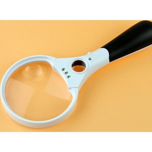 3X 4.5X 25X 85mm Lens LED Illuminated Handheld Magnifier Reading Magnifying Glass with 3pcs LED Lamps for Children Education