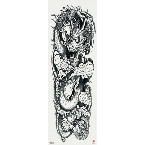 1 Piece Chinese Dragon Temporary Tattoo Sticker with Arm Body Art Big Sleeve Large Fake Tattoo Sticker