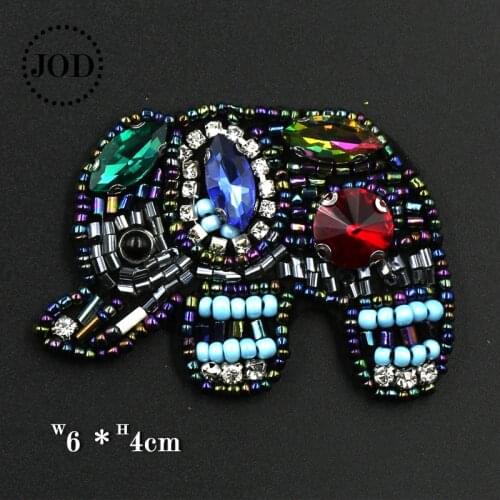 Embroidered Elephant Panda Bead Patches for Clothing Sew on Clothes Patch DIY Rhinestone Diamond Sewing Accessories Badges JOD