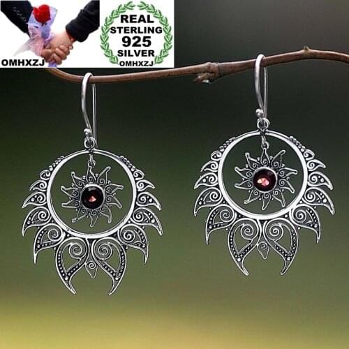OMHXZJ Wholesale EA591 European Fashion Fine Woman Girl Party Birthday Wedding Gift Vintage 925 Sterling Silver Drop Earrings