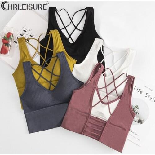 Women Crop Top Bra Female Tank Top Vest Sexy Back Running Sports Lingerie Tee Bra Crop Top Bandeau Wireless Seamless Underwear