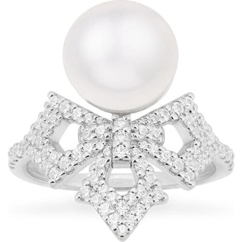 SLJELY Luxury Brand Solid 925 Sterling Silver Cross Ring with Pearl AAA Zirconia Women Fine Party Fashion MALTESE Jewelry Gift