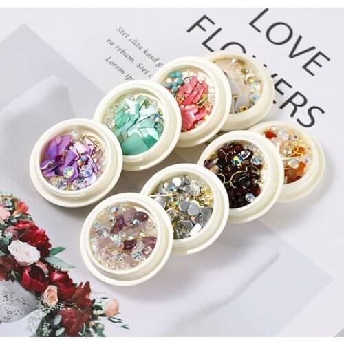 1 Jar Mixed Color Nail Rhinestones Metal Rivet Beads Studs 3D Nail Art Decoration Accessories Nail Stones Decors DIY Tips NR52