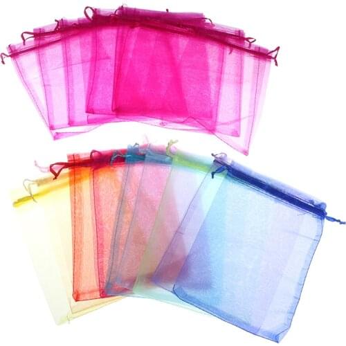 10PCS/set Organza Bags Jewelry Packaging Bags Jewelry Tulle Drawstring Bag Drawable Bags Gift Pouches 13x18CM