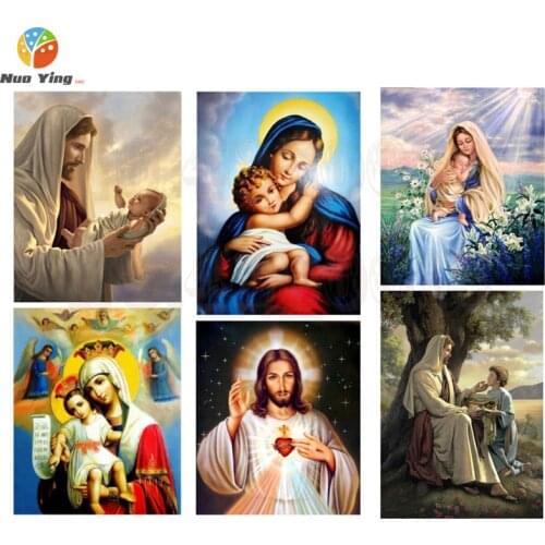 100% Full DIY Rhinestone Plastic Crafts Round Diamond Virgin Mary Diamond Painting Cross Stitch Diamond Embroidery Religion Icon