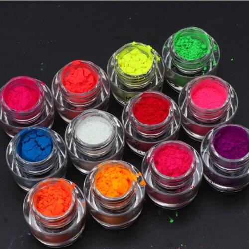 12Pcs Neon Pigment Powder Black Light UV Reactive Fluorescent Resin Pigment Kit Material Crystal Mold Soap Making Tools
