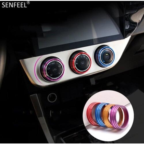 3PCS Aluminum Alloy Car Air Conditioning Switch Knob Ring Cover For Toyota Corolla Levin Hybrid 2014-2017 Interior Accessories