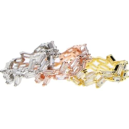 3 pcs Mix Colors Women CZ Stones Engagement Wedding Rings Set Rose Gold Color Fashion cubic zirconia Ring Jewelry