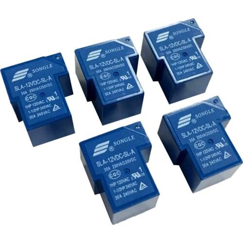 5pcs 12V 1 CH Relay SLA-12VDC-SL-C 250V AC 30V 30A DC Workshop
