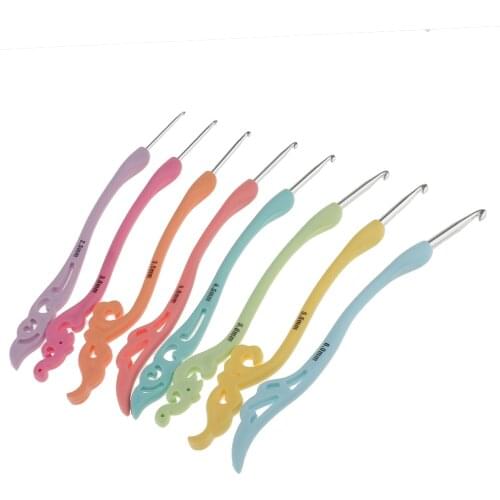 8 Pieces Colorful Soft Plastic Handle Aluminum Crochet Hooks Set 2.5-6.0mm