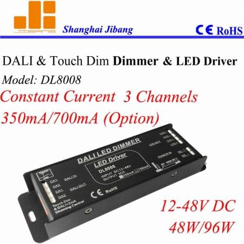 Free Shipping DALI RGB controller, PWM DALI driver, Constant Current DALI dimmers, 3 Channels/12V-48V/Output Opt. DL8008