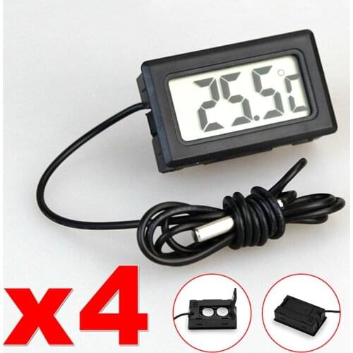 4pcs Mini LCD Digital Thermometer with Button Batteries Fridge Freezer Temp Sensor Monitor Aquarium Temperature Meter