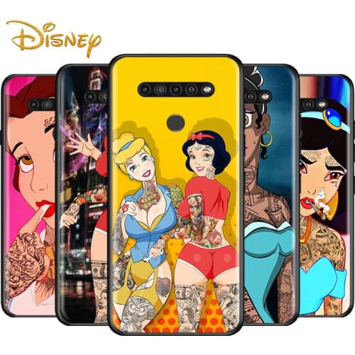 Disney tattoo princess for LG G8 G8S G8X V30 V35 V40 V50 V60 ThinQ Q60 K40 K50 K51 K61 K71 K92 K62 Soft Black Phone Case