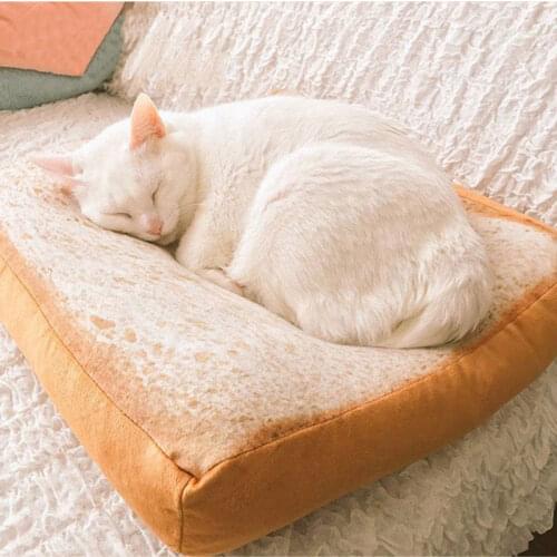 Sponge Sofa Cushion Winter Cat Bed House Simulation Donut Toast Soft Pillow Mats Kitten Products for Pets Indoor Dog Accessories
