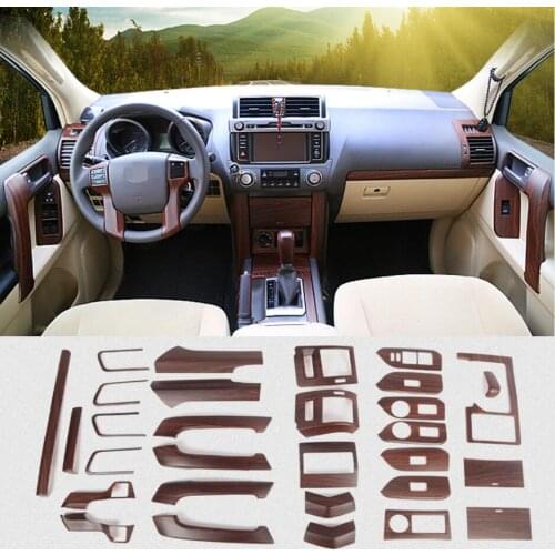 For Toyota Land Cruiser PRADO FJ150 2010-2017 Matt Full Set Kit Luxury ABS Wood Grain Cover Trim Decorative stickers Car Styling