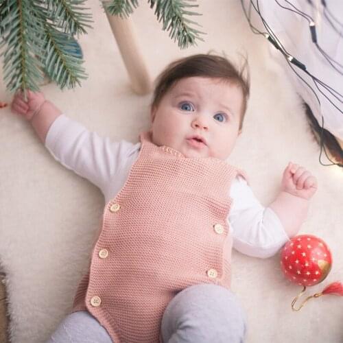 Newborn Baby Girls Boys Bodysuit Infant Knit Sleeveless Buttons One Piece Jumpsuit 2020 Autumn Winter Warm Casual Playsuit