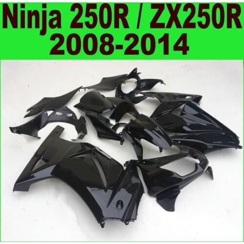 Injection mold motorcycle Fairing kit for Kawasaki ninja 250r 2008-2014 EX250 08 09 10 11 12 13 14 glossy black fairings BL12