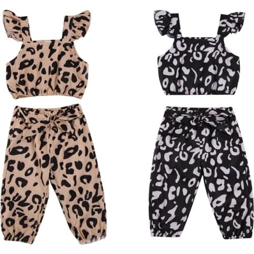 Toddler 2PCS Clothes Set 2021 Kids Baby Girls Summer Clothes Girl Leopard Vest Tops+Long Pants Clothing Suits