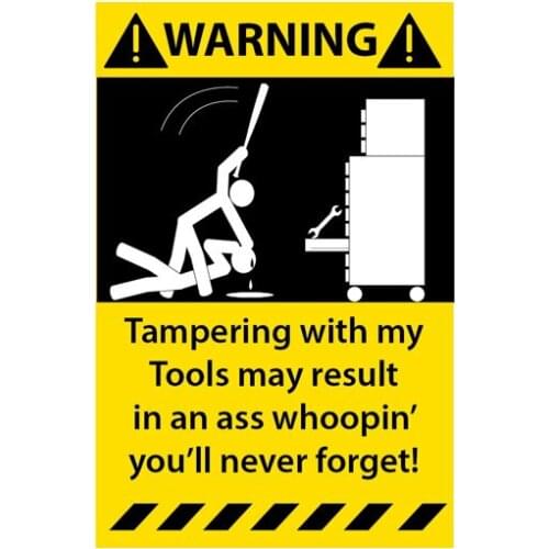 Creative Warning Decal Tampering with My Toolbox Car Sticker Sunscreen Cover Scratch Stickers Auto Decoration PVC,10cm*6cm