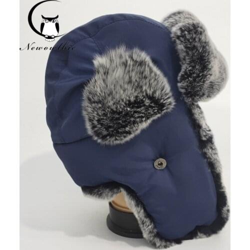Hot Sale Natural Genuine Rex Rabbit Fur Bomber Hat Winter Women Real Rex Rabbit Fur Warm Ear Hat Fashion Authentic Fur Caps