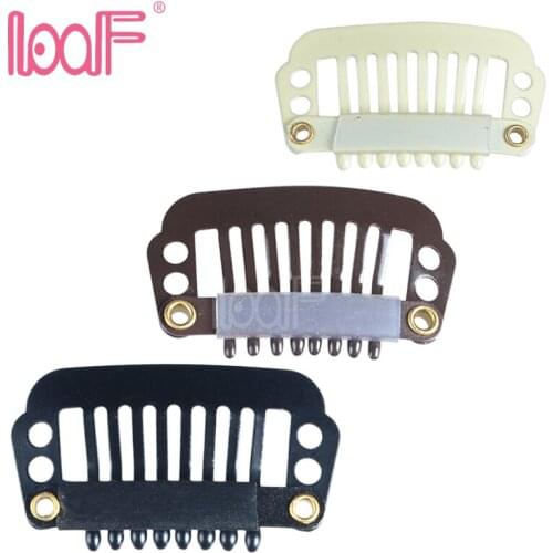 LOOF 100pcs 28mm 8teeth wigs Clips with silicone back for Hair Extensions accessories 3 colors available