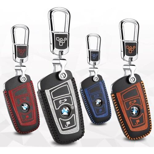 Luckesy leather key cover for BMW X3 X4 118i 320li 4/1/3/2 Series car key case holder